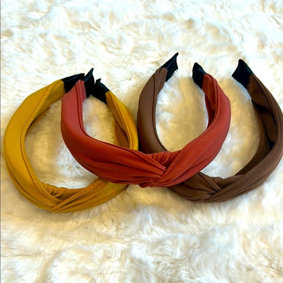 Accessories - NEW! Knotted Headband Trio in Mustard, Coral, & Brown